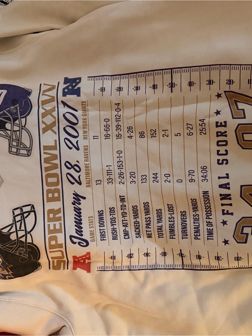 Baltimore Ravens New Era Cream Sweatshirt Super Bowl XXXV